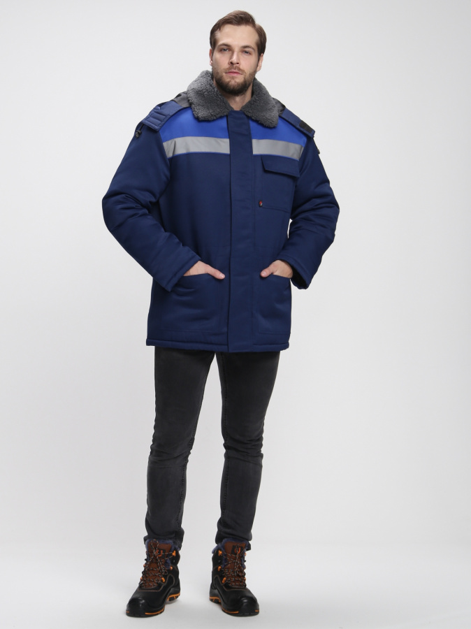 Куртка зимняя Бригада NEW (тк.Смесовая,210), т.синий/васильковый