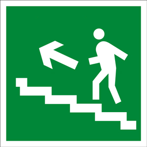 ФЭС E16 Направление к эвакуационному выходу по лестнице вверх (левосторонний)