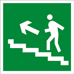 E16 Направление к эвакуационному выходу по лестнице вверх (левосторонний)
