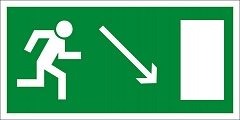 E07 Направление к эвакуационному выходу направо вниз
