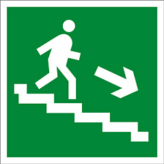 E13 Направление к эвакуационному выходу по лестнице вниз (правосторонний)