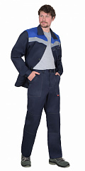 Костюм &quot;СИРИУС-Стандарт&quot; куртка, брюки т.синий с васильковым СОП 50 мм