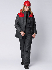 Куртка зимняя женская Снежана (Дюспо), темно-серый/красный