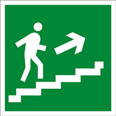 E15 Направление к эвакуационному выходу по лестнице вверх (правосторонний)
