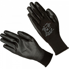 Перчатки защитные трикотажные нейлоновые с полиуретановым покрытием черные