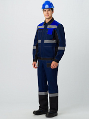 Костюм Виват-1 Премиум UZ (тк.Смесовая,240) брюки, т.синий/черный/васильковый