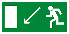 E08 Направление к эвакуационному выходу налево вниз