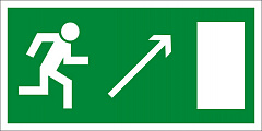 E05 Направление к эвакуационному выходу направо вверх