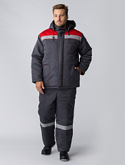 Куртка зимняя Экспертный-Люкс NEW (тк.Смесовая,210), т.серый/красный